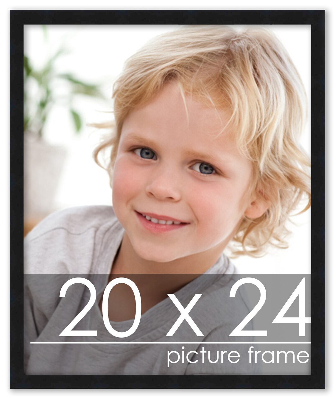 20x24 Modernist Black Picture Frame - UV Acrylic, Foam Board Backing, Hanging Hardware